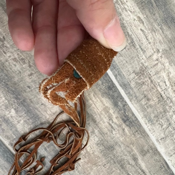 Brown Suede Concho Belt Adjustable Tie Western Boho Festival coastal cowgirl - Picture 6 of 9